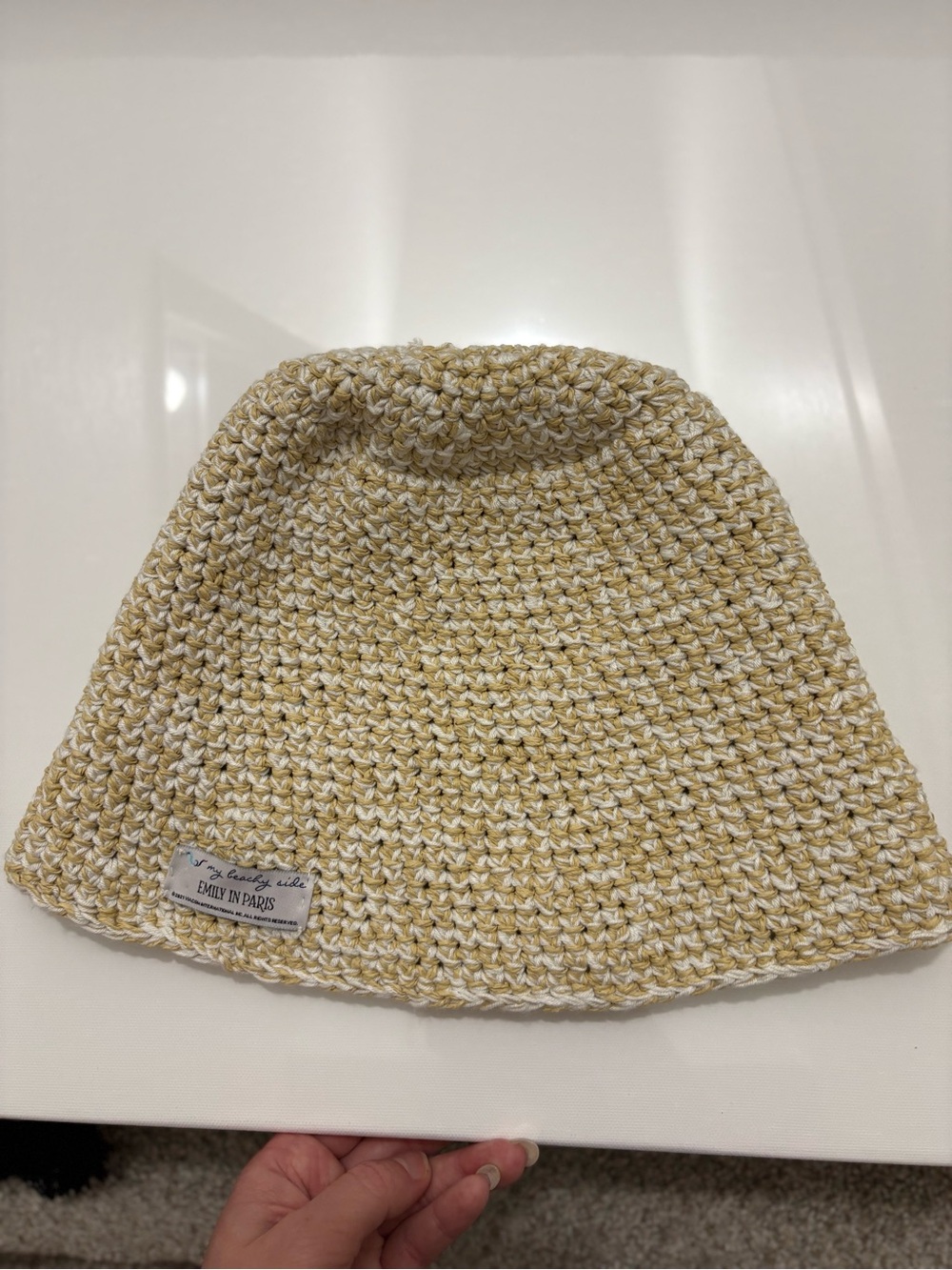 Emily In Paris Crochet Bucket Hat Beige One Size